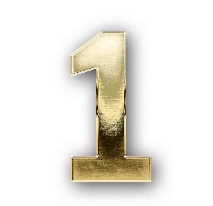 Number ONE digit 1 gold 3D text typography PNG images free